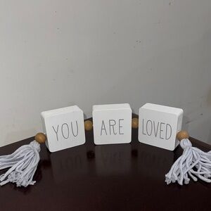 White Decorative Blocks with Tassels
